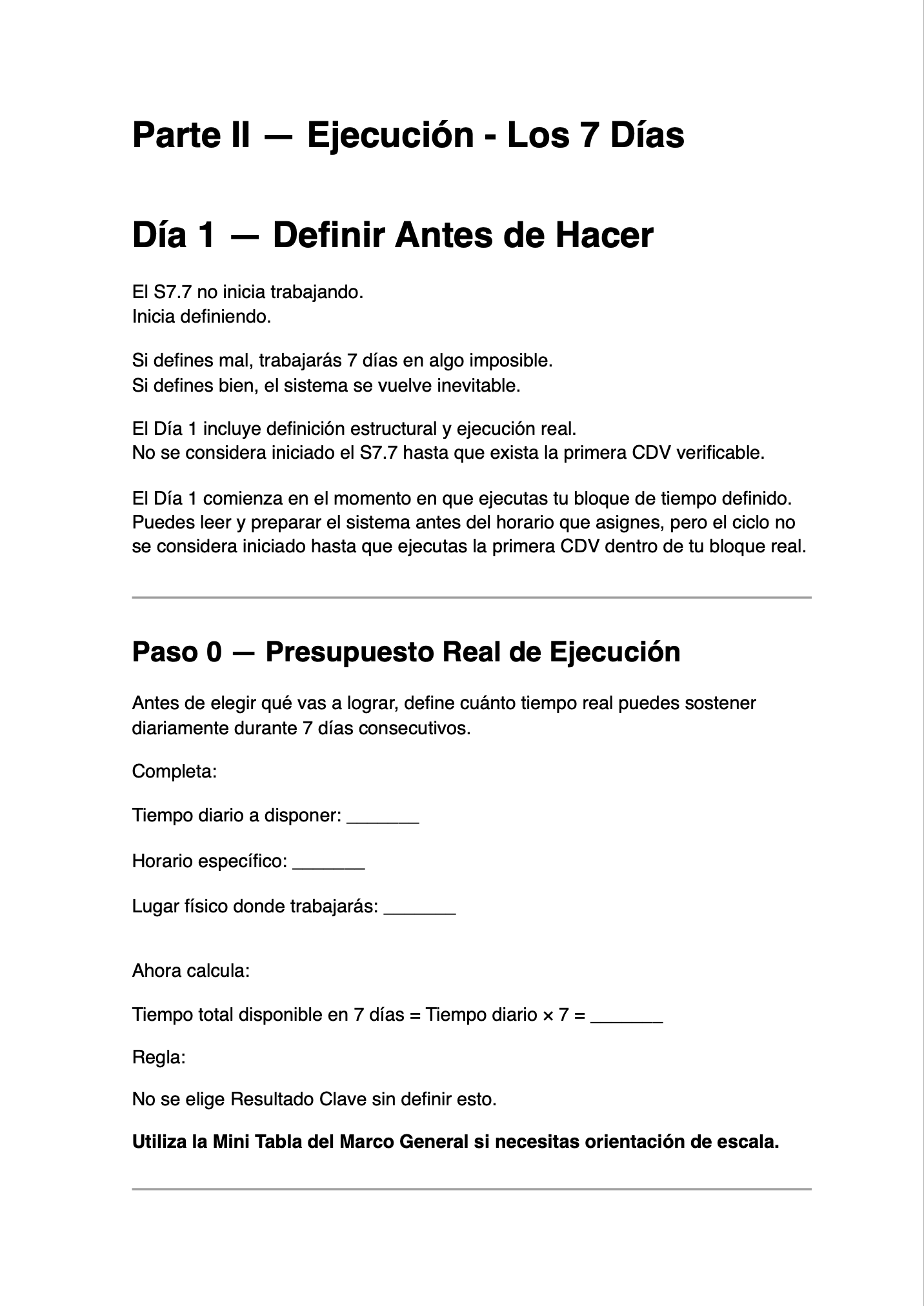 Sistema 7.7 - Página de Ejecución